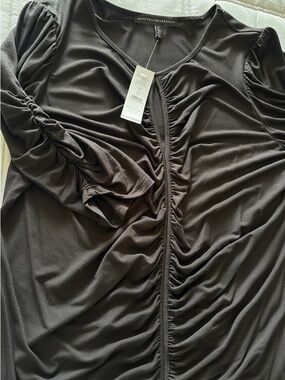 White House Black Market Black Ruched Keyhole 3/4 Sleeve